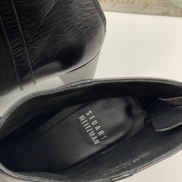 Stuart Weitzman Back Zipper Leather Ankle Boots Black  Size 10 - Picture 9 of 15